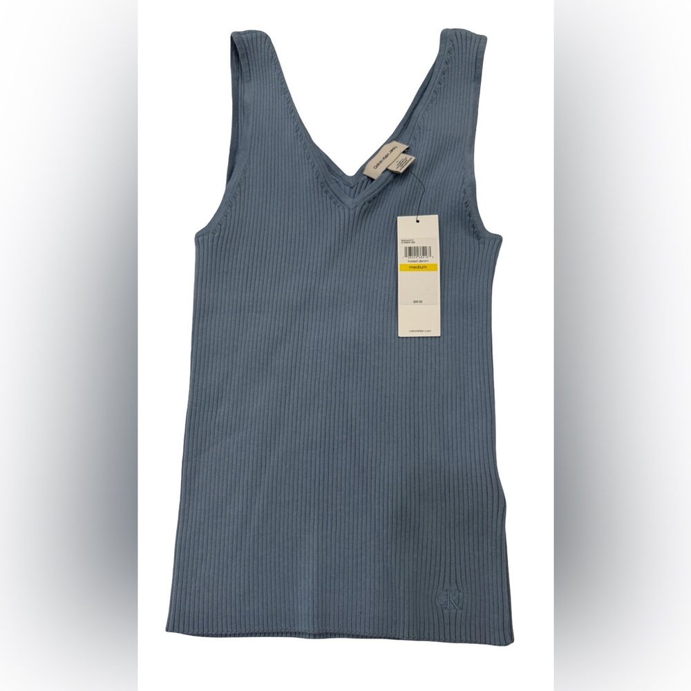 Calvin Klein NWT Blue Ribbed Sleeveless Top size M